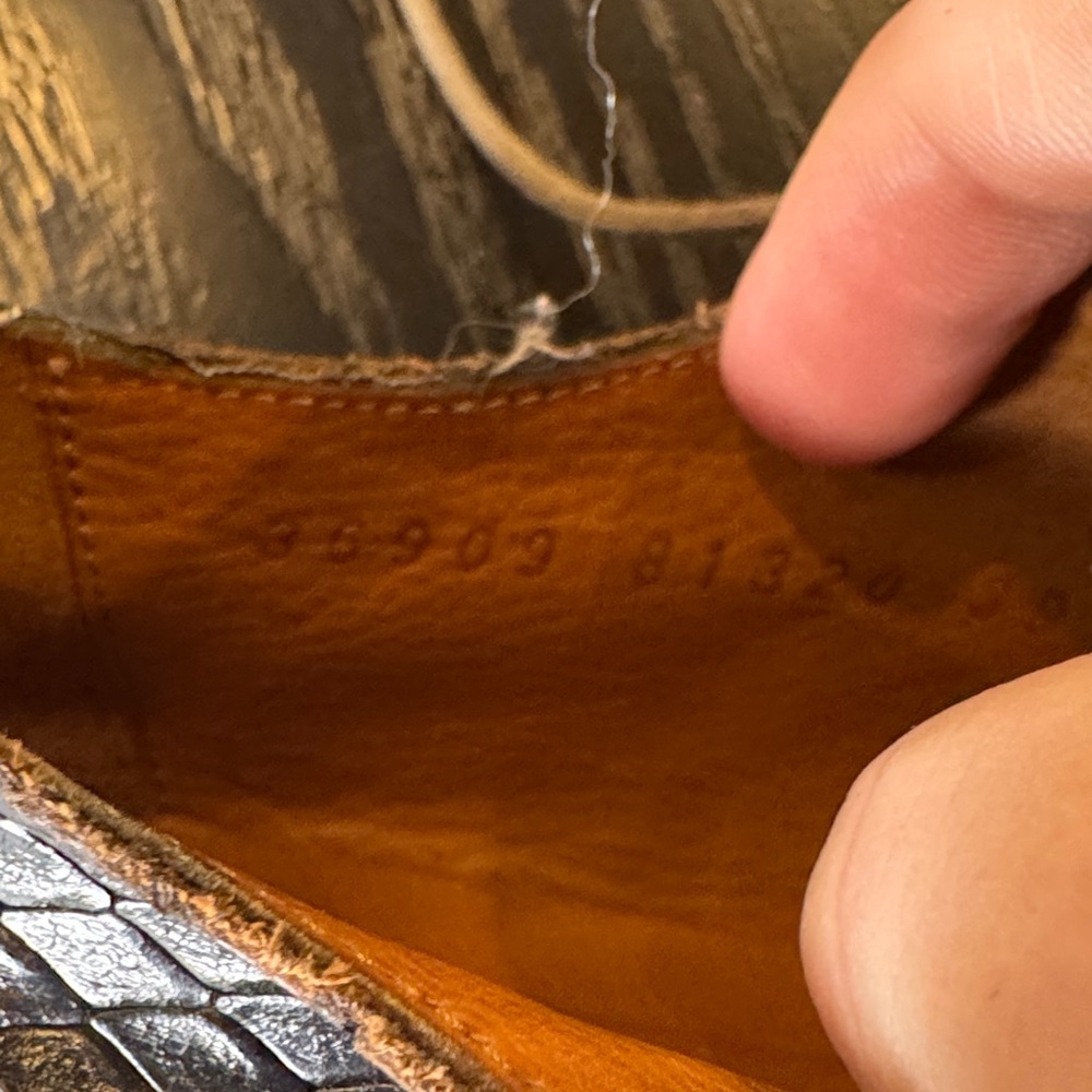 COCLICO Black Snake-Embossed Leather Platform Sneaker with Orange Stripe - Picture 5 of 7